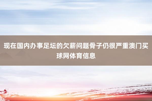 现在国内办事足坛的欠薪问题骨子仍很严重澳门买球网体育信息