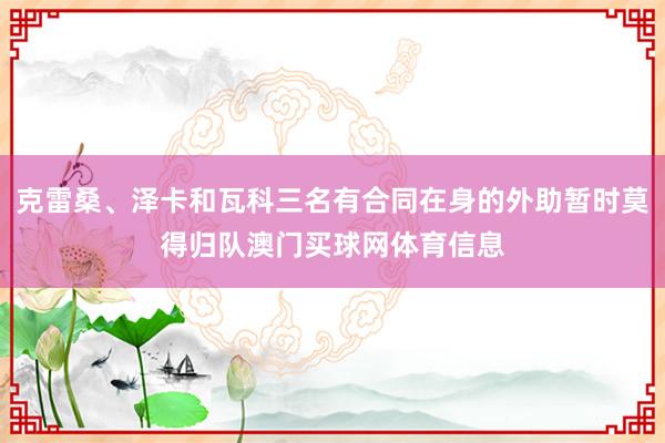 克雷桑、泽卡和瓦科三名有合同在身的外助暂时莫得归队澳门买球网体育信息