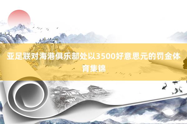 亚足联对海港俱乐部处以3500好意思元的罚金体育集锦